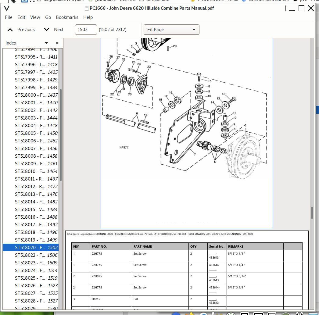 John Deere 6620 Hillside Combine Parts Catalog (PC1666) A++ Repair